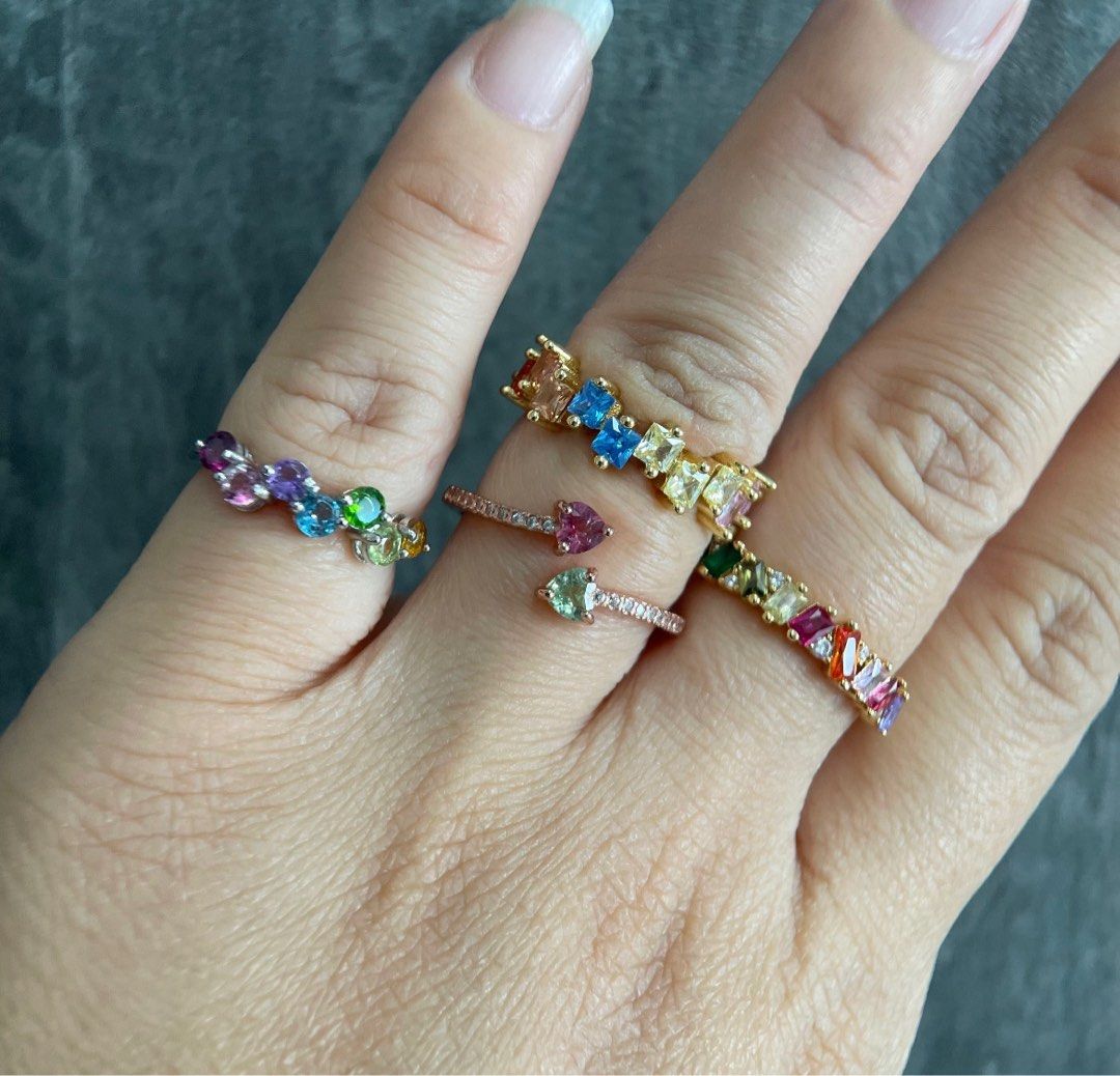 Brand New Multicoloured Gem Rings Women s Fashion Jewelry