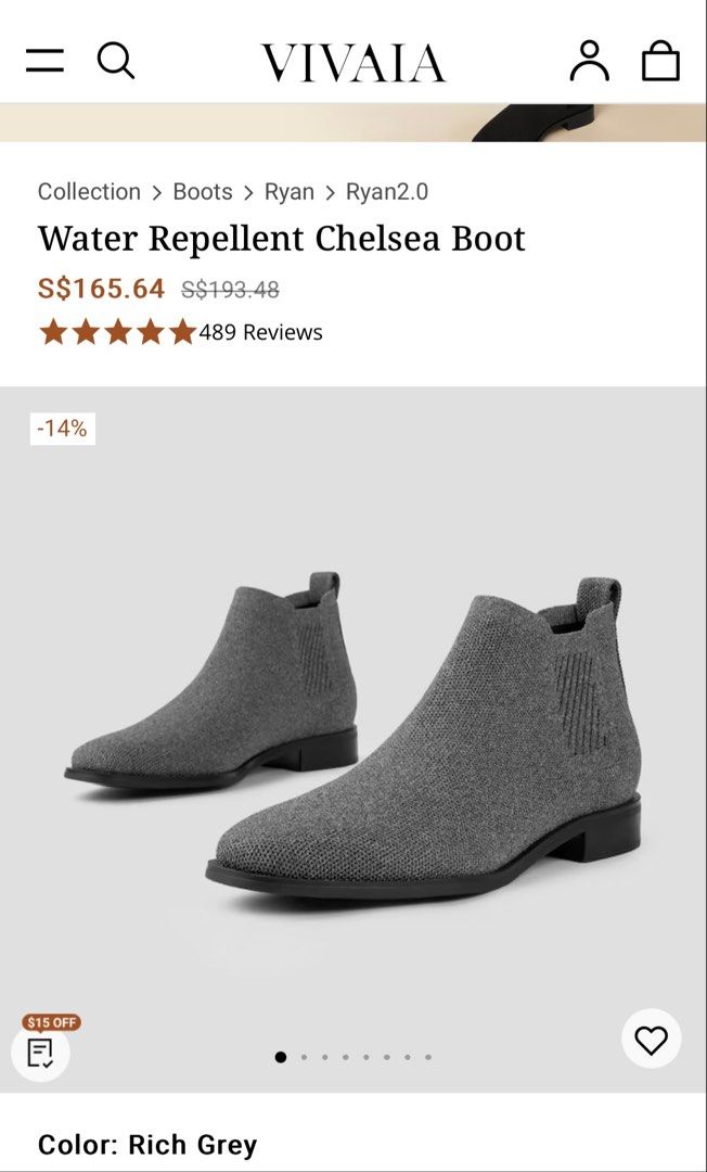 Brand New size 38 Grey water repellent ankle boots Vivaia