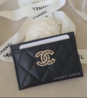 NIB 19B Chanel Black Caviar Classic XL Card Wallet Case GHW