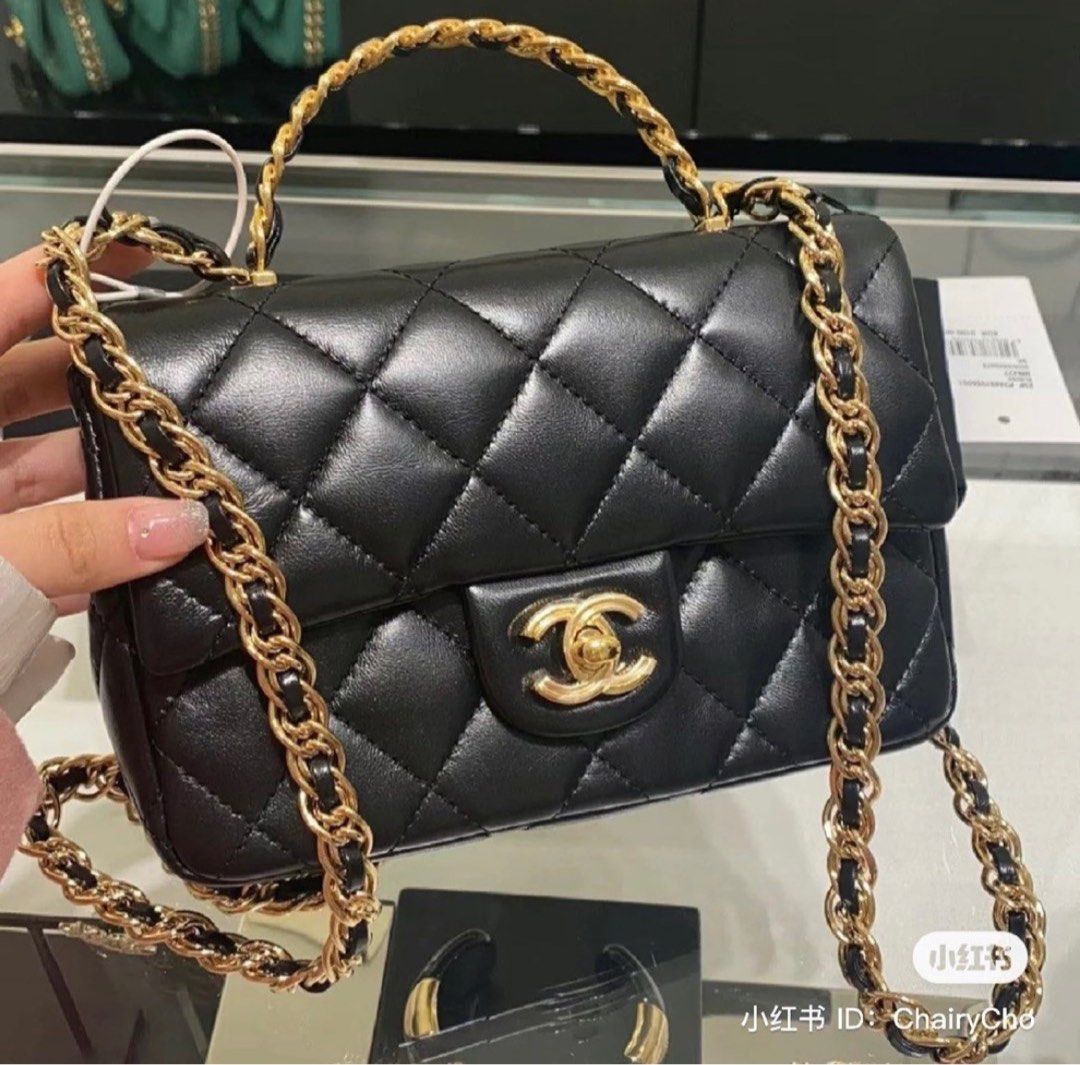 Chanel mini flap bag with top handle Womens Fashion Bags  Wallets  Crossbody Bags on Carousell