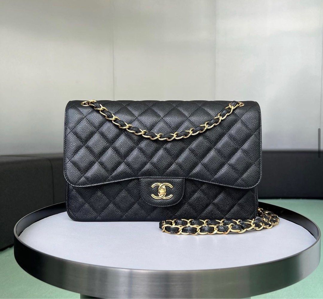 Chanel Classic Double Flap Jumbo Caviar Black / Ghw, Luxury, Bags