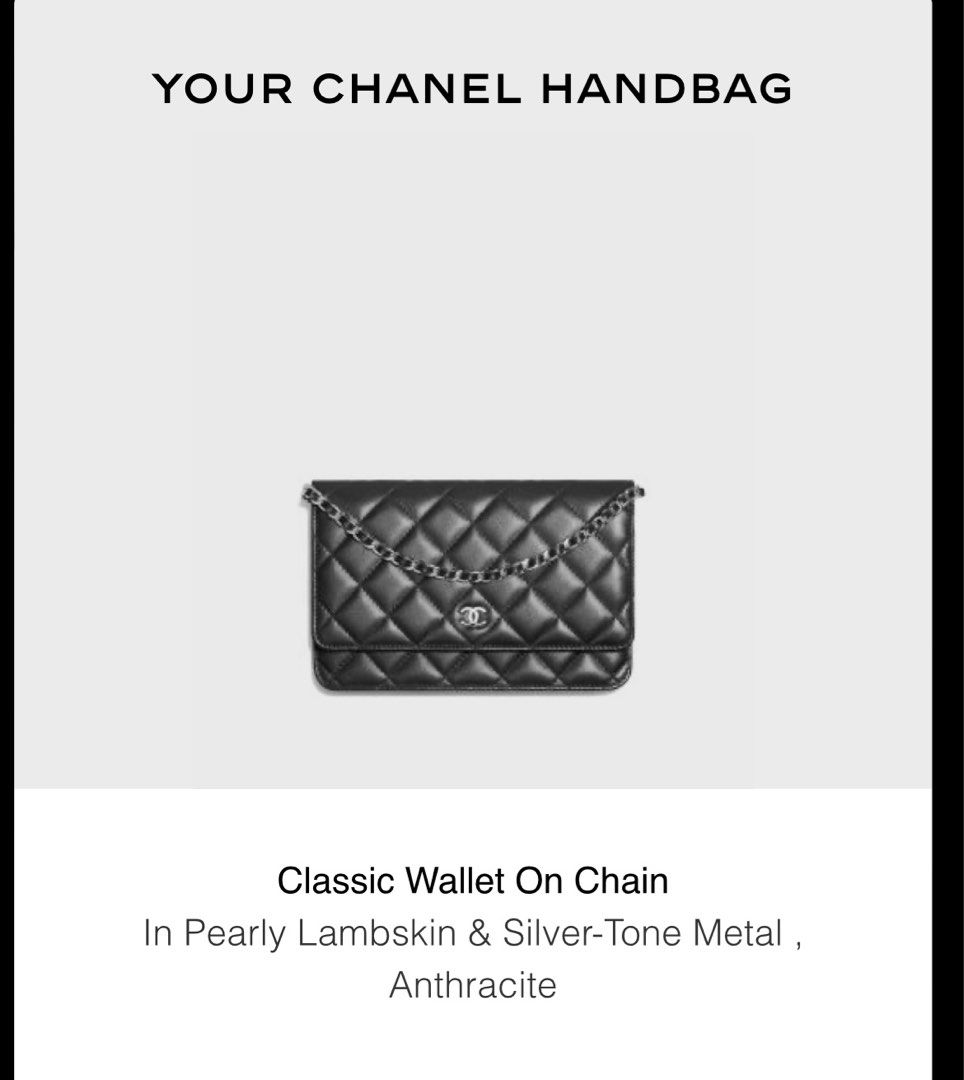 Chanel Pearly Lambskin Anthracite Wallet on Chain WOC, Luxury