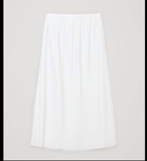 Cos同款白色百褶橡筋腰長裙 cos style cotton pleated maxi skirt in white