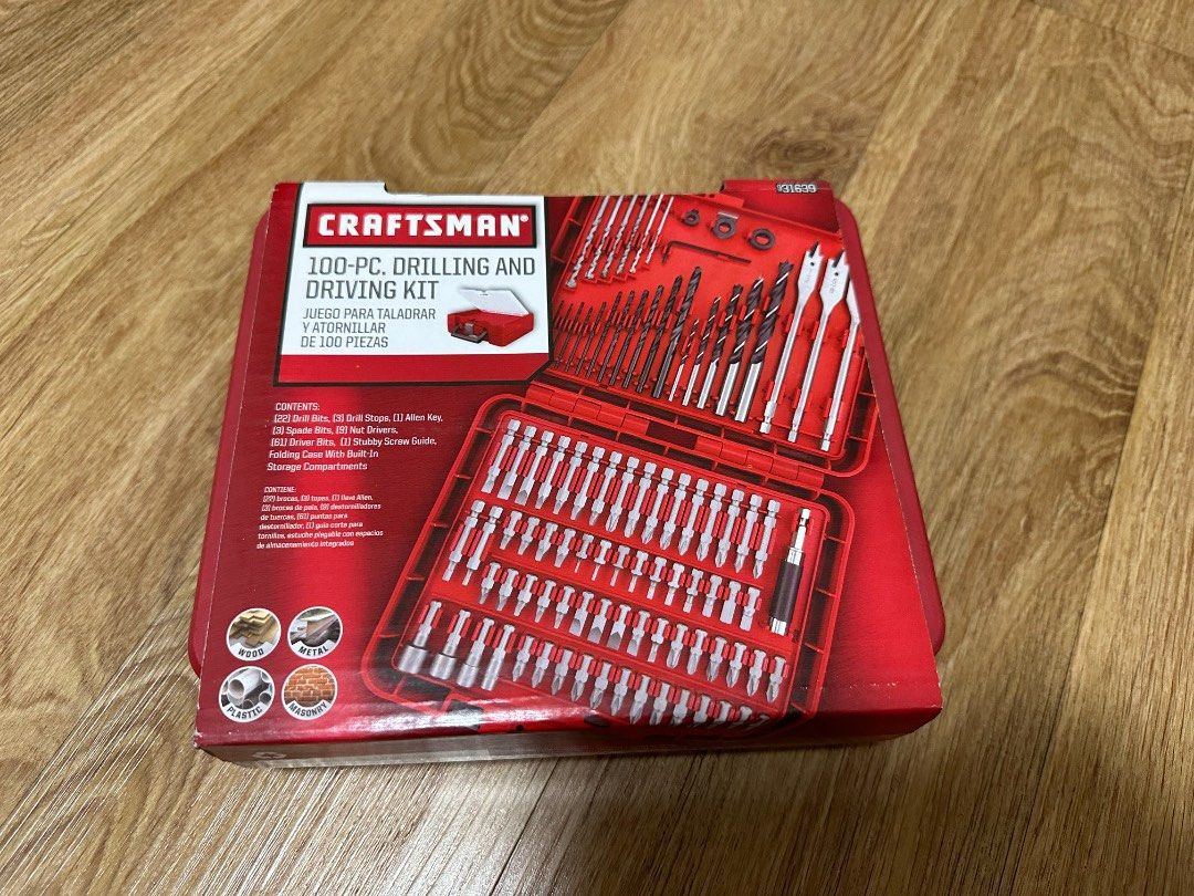 Craftsman 100 PCs Drilling and Driving kit Furniture Home Living Home Improvement Organisation Home Improvement Tools Accessories on Carousell
