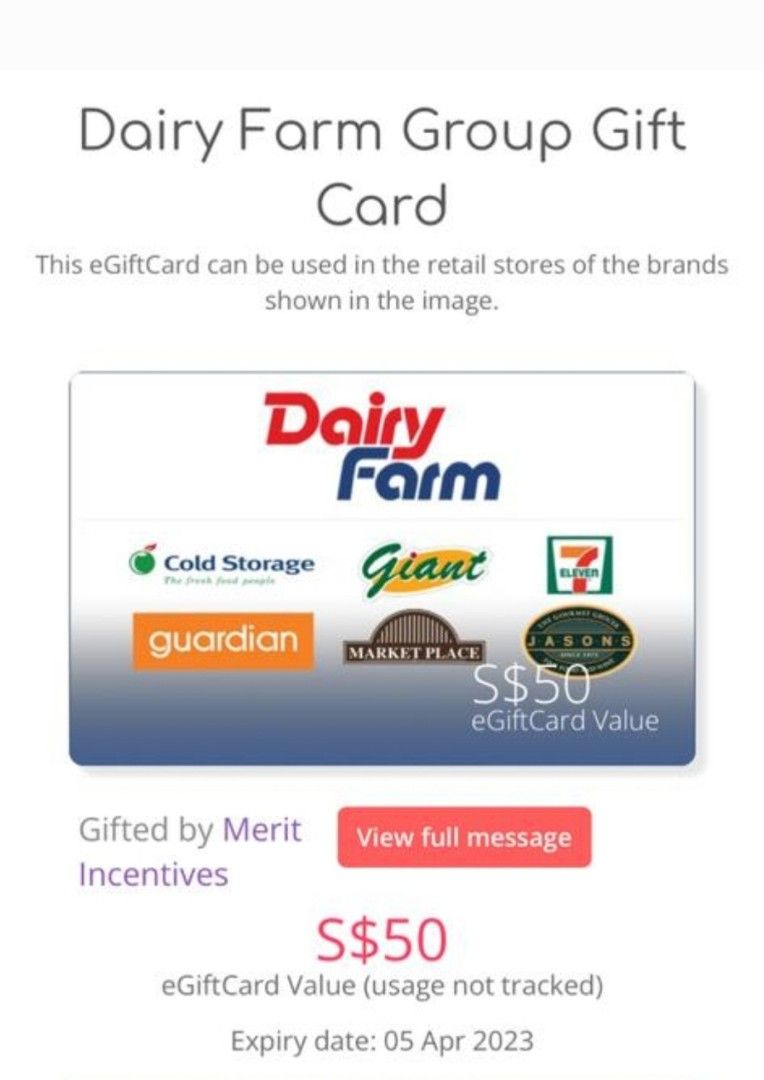 Dairy Farm Group Gift Card, Tickets & Vouchers, Vouchers on Carousell