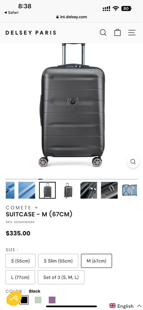 Delsey Paris Comete + luggage M (67cm), Hobbies & Toys, Travel, Luggage