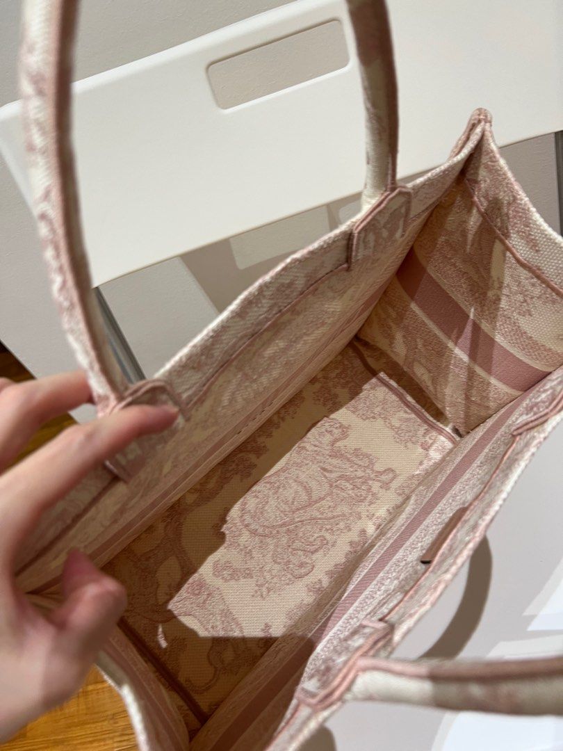 Medium Dior Book Tote Bag In Peony Pink de Jouy Embroidery - Praise To  Heaven