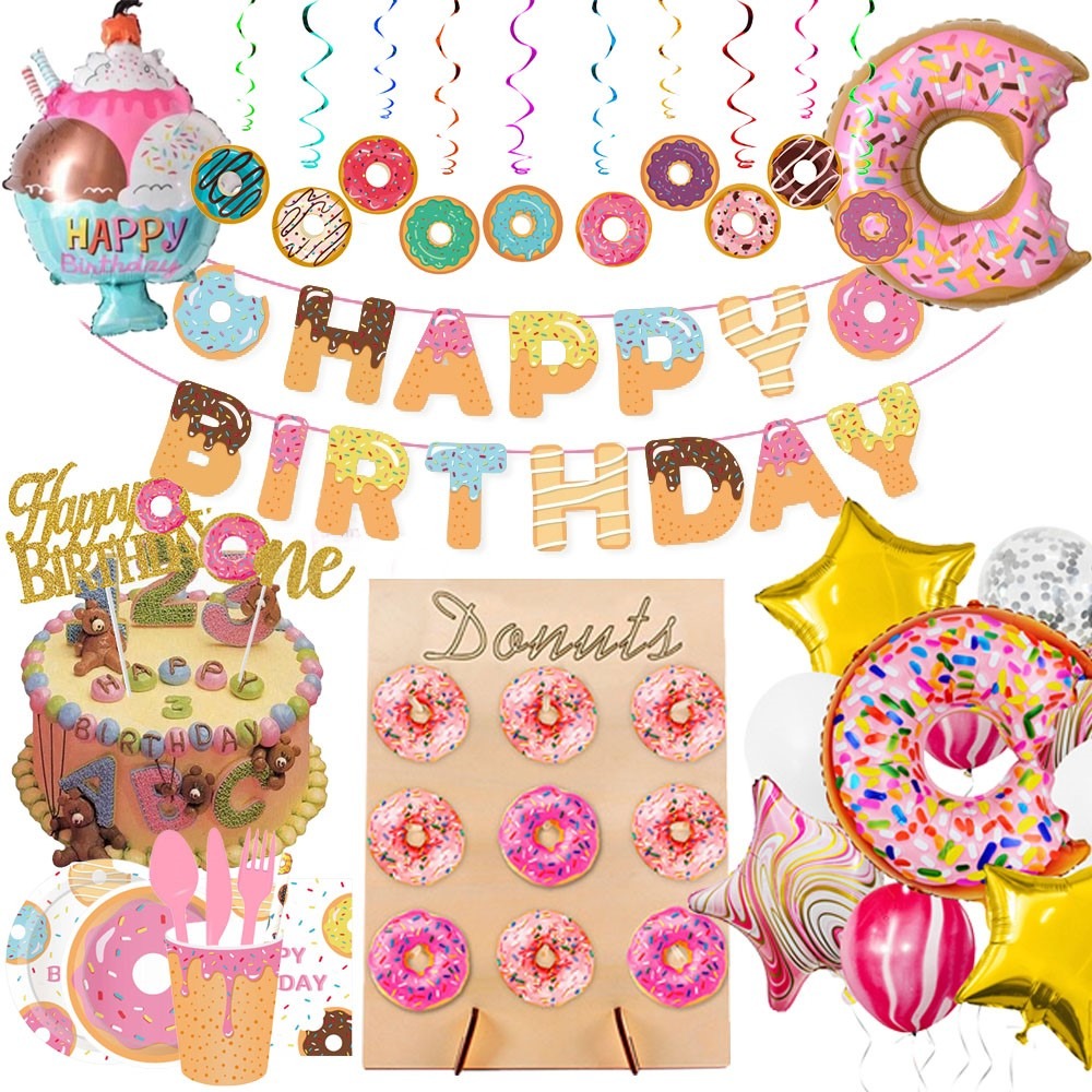 Donuts Party Supplies, Decorations and Tablewares For Birthday Party