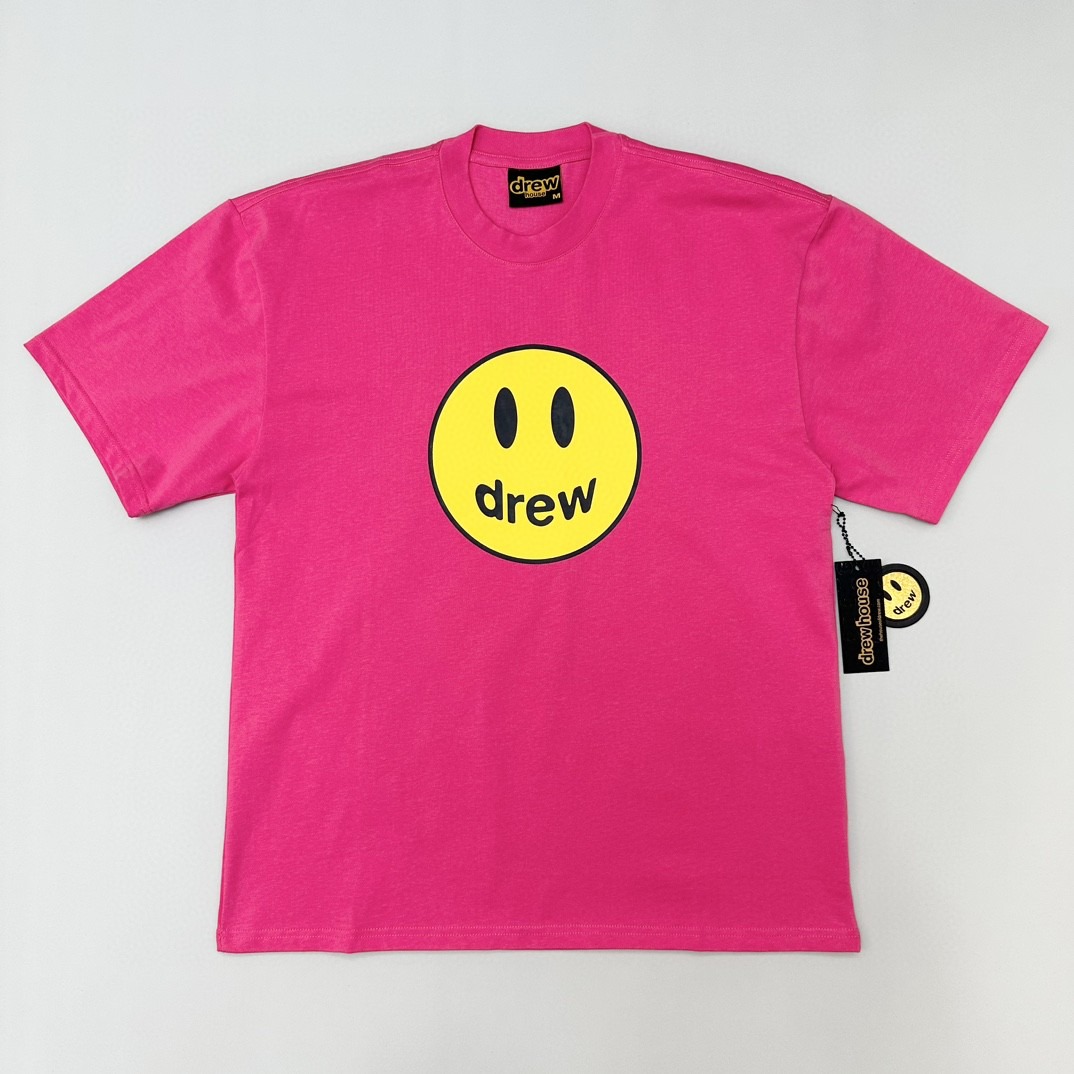 Drew 笑臉短T , 男裝, 上身及套裝, T-shirt、恤衫、有領衫- Carousell