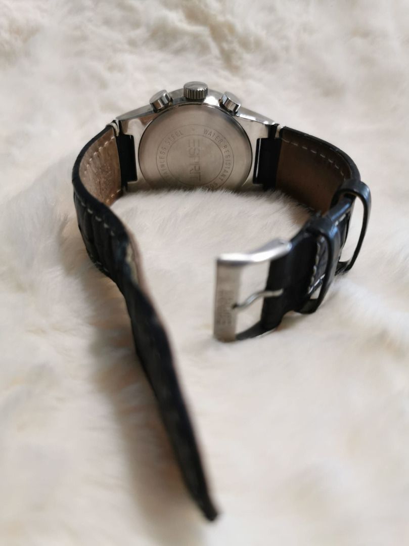 Chronograph watch hotsell leather band