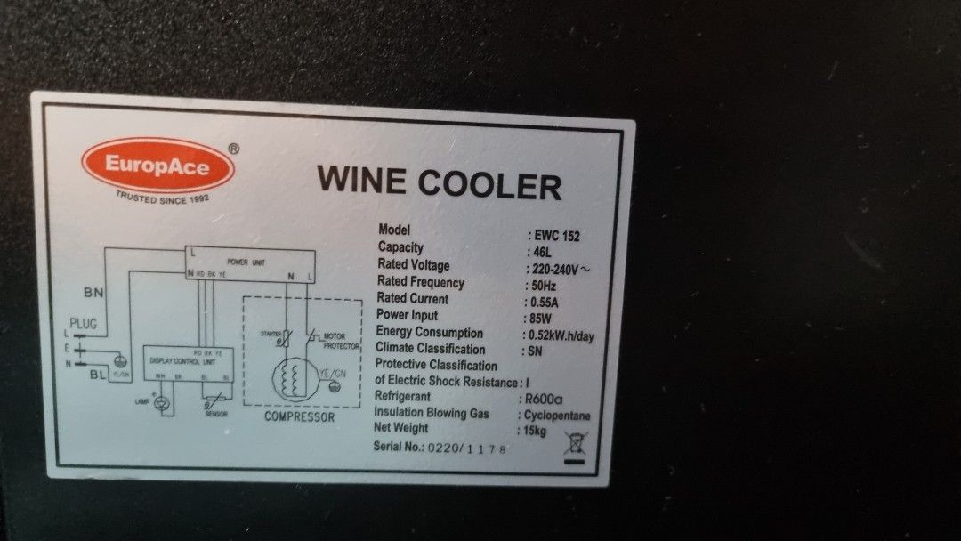 EuropAce Wine Chiller, TV & Home Appliances, Kitchen Appliances, Wine