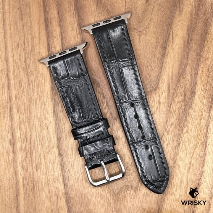 Exotic Crocodile for APPLE WATCH Black Crocodile Belly Leather