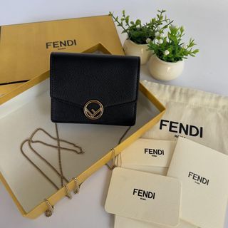 Fendi Mini Black Leather Wallet on Chain Gold Hardware. Made in Italy. With care cards, dustbag & box ❤️