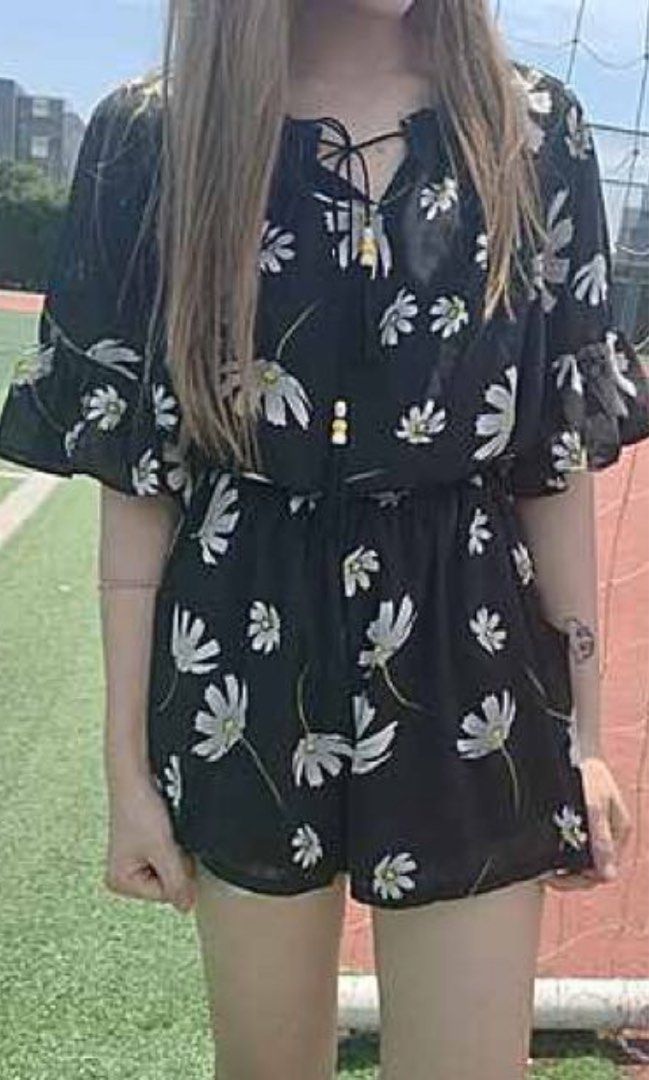 black floral romper