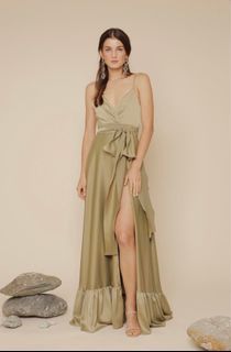 FOR RENT: OLIVE GREEN/ SAGE GREEN ZOO LABEL LONG GOWN