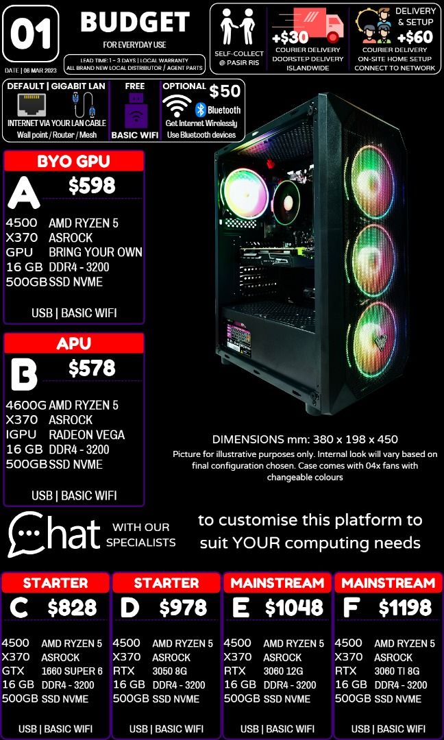 GAMING DESKTOP PC BUILD FORCE FZ004 AMD RYZEN 3600 5600 5600X