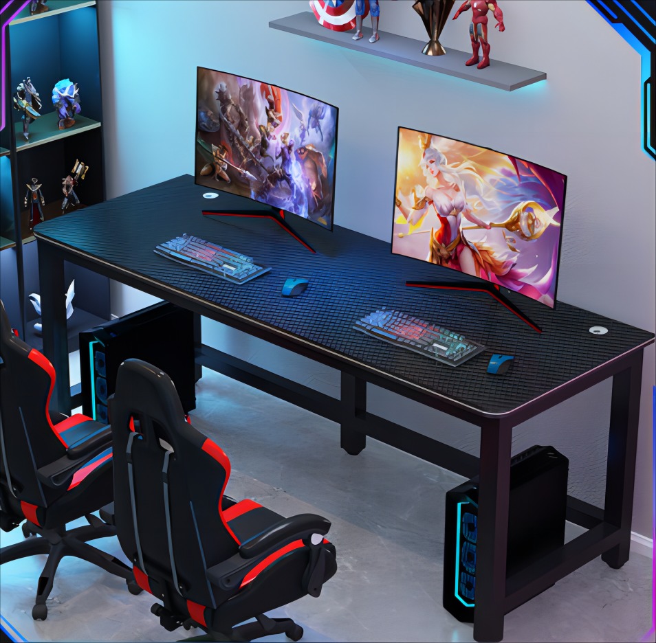 Gaming table & chairs, carbon fiber desktop, firm and stable design