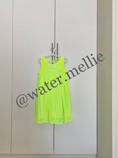 Gingersnaps Neon Green Pleated Dress