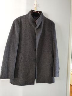 Grey Winter Blazer with Fur Collar