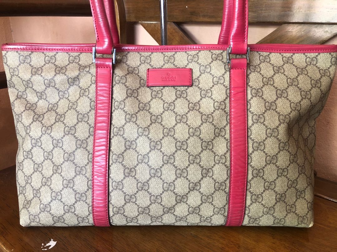 Gucci GG Supreme Tote Red Bag 114595 Luxury Bags Wallets on
