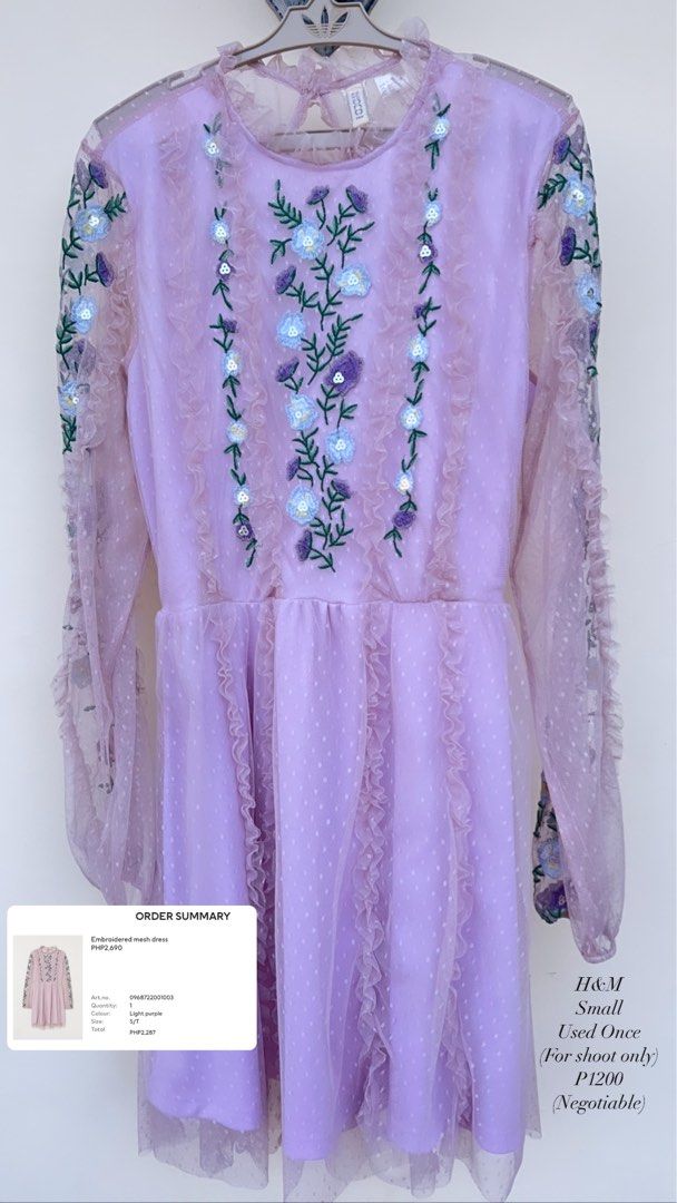 H&m embroidered mesh sales dress