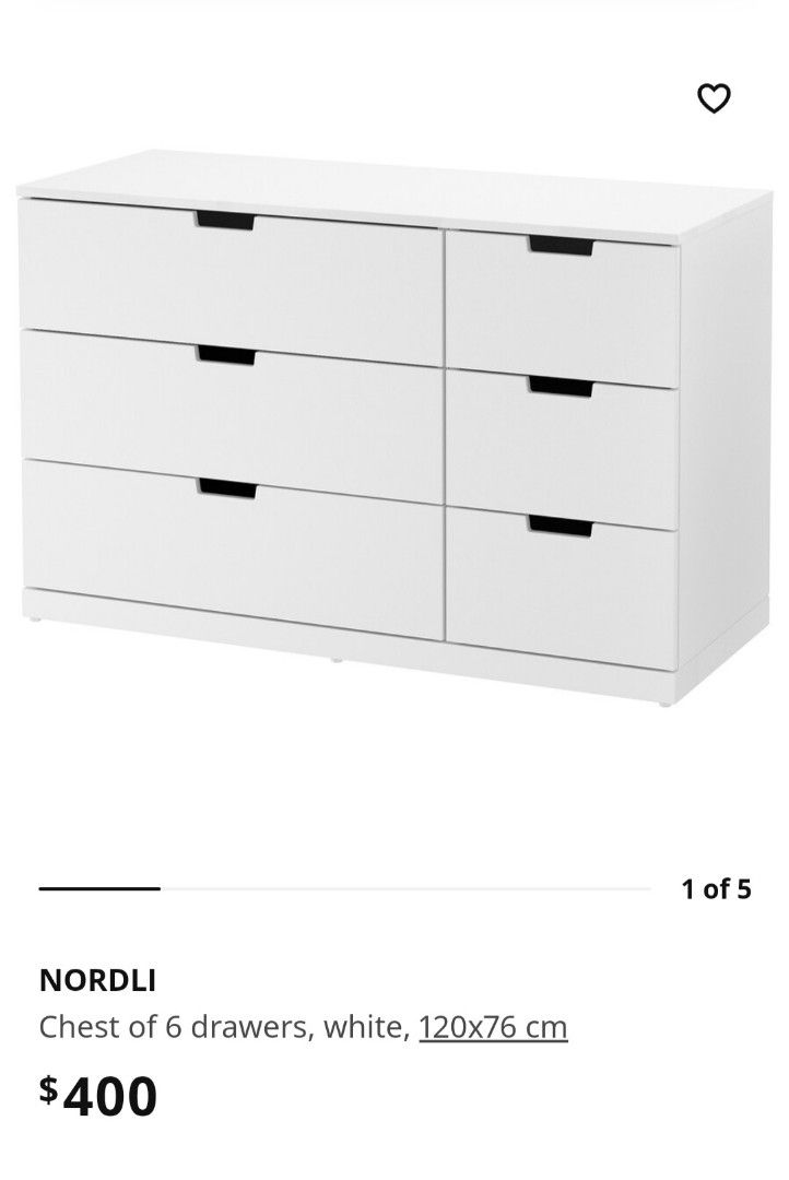 IKEA Nordli Chest of 6 drawers, Furniture & Home Living, Furniture,  Shelves, Cabinets & Racks on Carousell