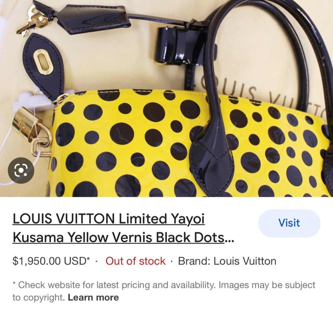 LOUIS VUITTON Limited Yayoi Kusama Yellow Vernis Black Dots Lockit MM