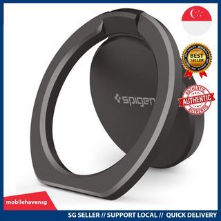 [instock] Spigen Phone Grip/Stand/Holder for All Phones and Tablets Compatible with Magnetic Car Mount Style Ring 360 - Gunmetal