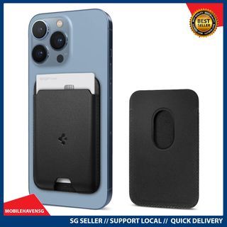 [instock] Spigen Valentinus Magnetic Wallet Card Holder Designed for MagSafe Compatible with iPhone 14, iPhone 13, iPhone 12 Models - Black