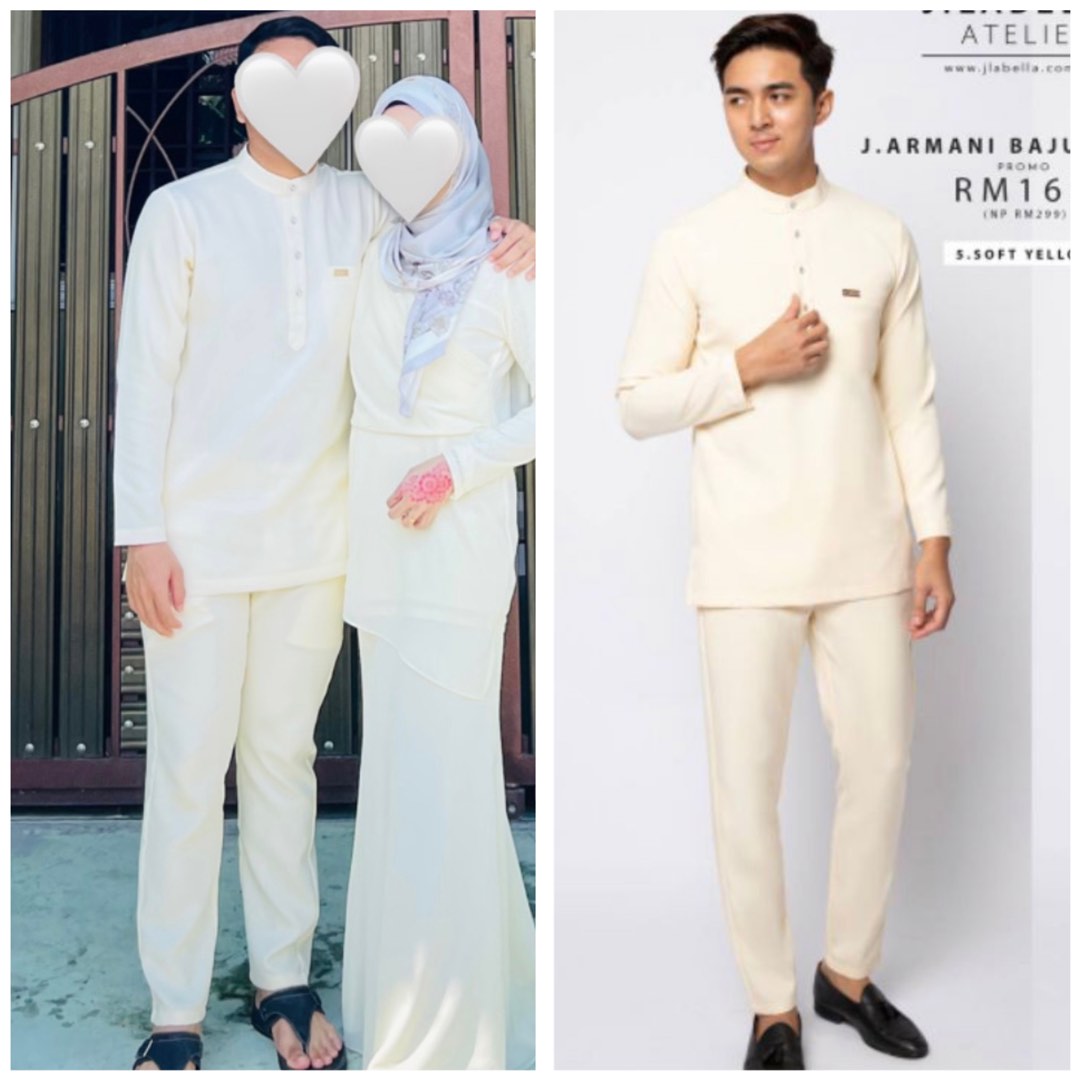  /  Baju melayu soft yellow, Men's Fashion, Muslim Wear,  Baju Melayu on Carousell