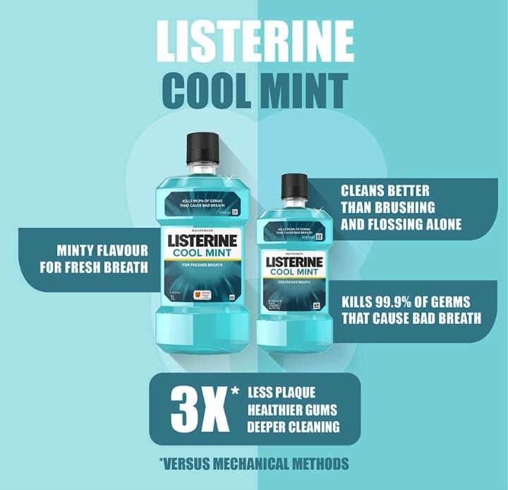 Listerine Cool Mint 1000ml Expiry 2025, Beauty & Personal Care, Oral