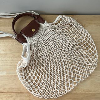 Longchamp Le Pliage Filet Ecru Net Bag White With Nepal