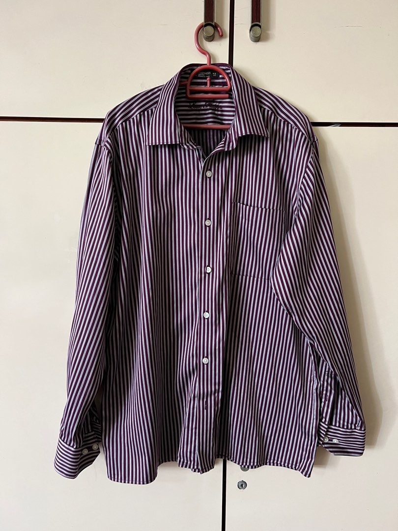 Louis Philippe Men Maroon & White Regular Fit Striped Formal Shirt