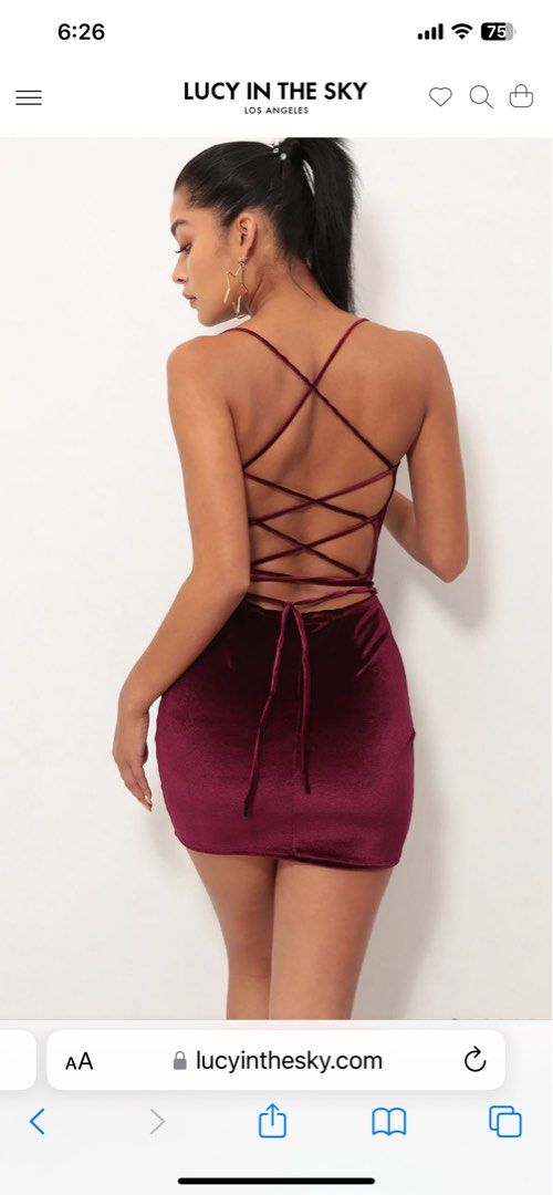 Lucy in the Sky Cowl Neck Velvet Dress in Wine XS