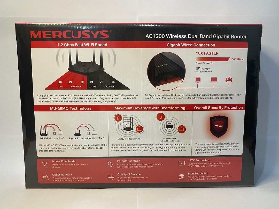 MERCUSYS MR30G AC1200 Wireless Dual Band Gigabit Router, Computers ...