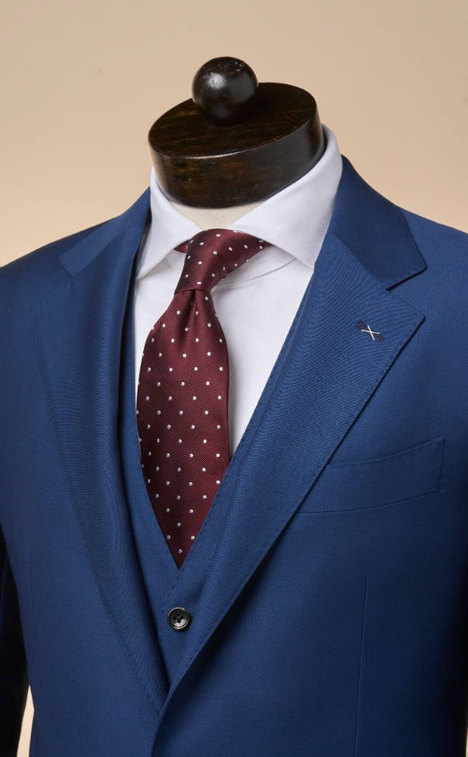 Mohan's Custom Tailor Royal Blue 3Piece Suit (FullCanvas), Men's