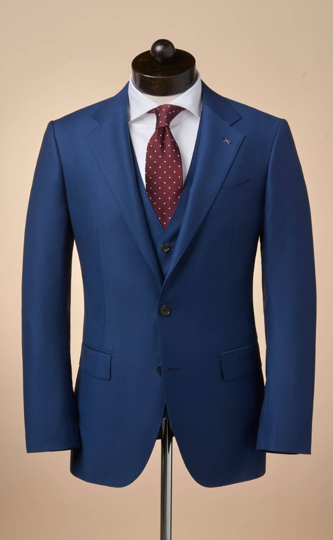 Mohan's Custom Tailor Royal Blue 3Piece Suit (FullCanvas), Men's