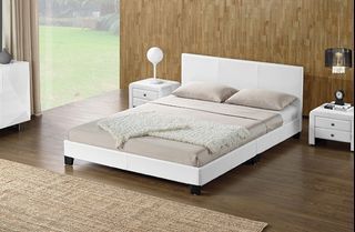 Monica PU Leather Bed Frame (White) High-Quality Product!