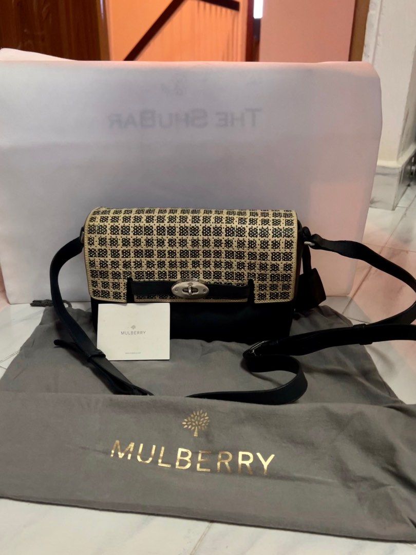 Mulberry Bayswater Midnight Blue and Dotty Cream shoulder bag