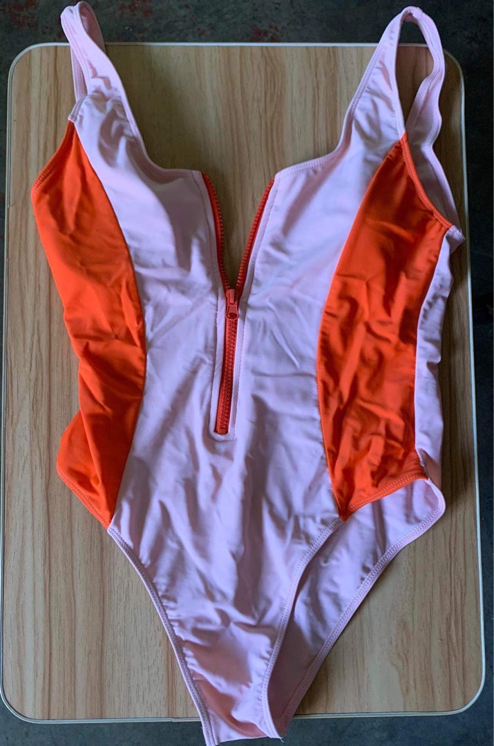 Neon Orange One Piece Swimsuit Bikini on Carousell