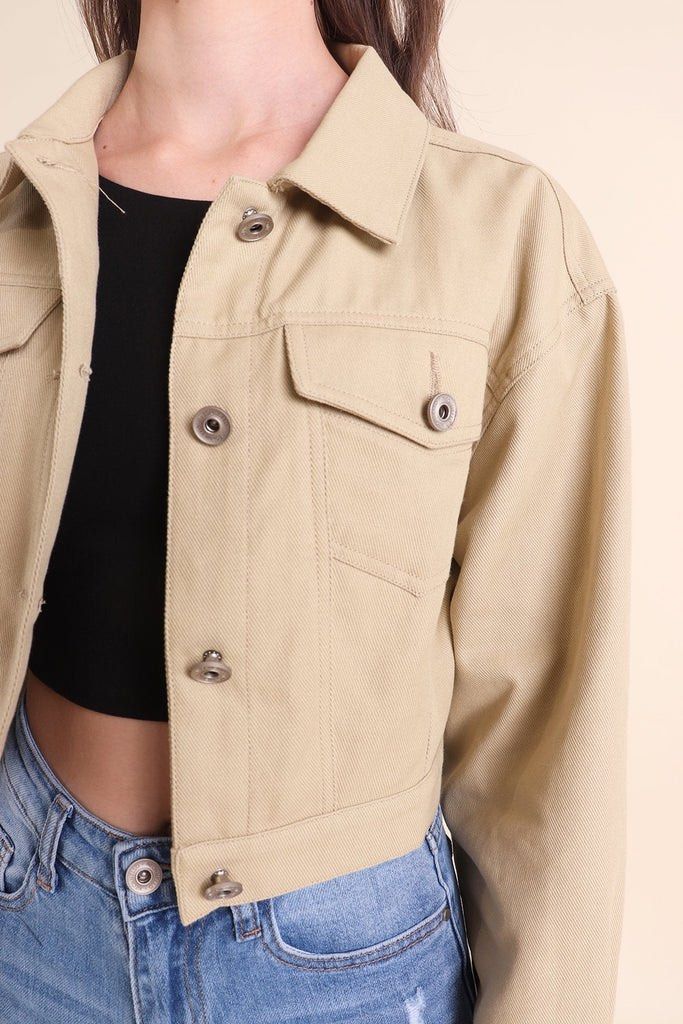 Camel denim jacket womens top