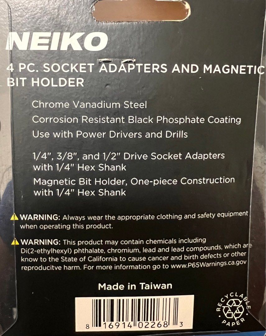 New NEIKO Impact Socket Adapter and Magnetic Bit Holder Set | 4-Piece ...