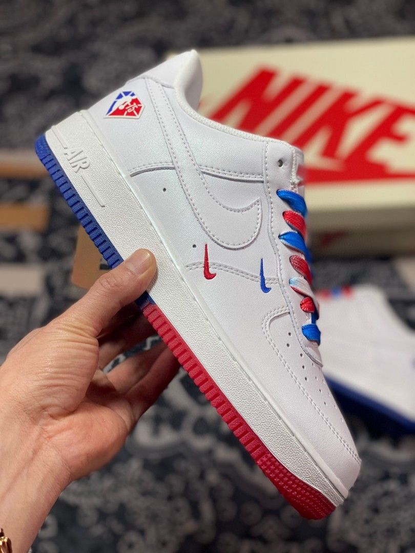 Nike Air Force 1 07 Low QS White Deep Blue Red Philadelphia 76ers