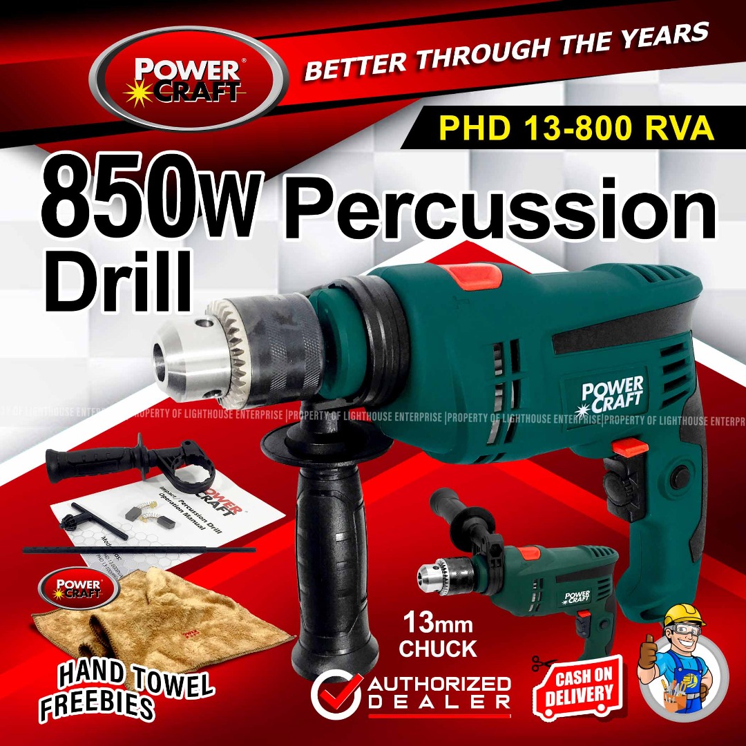 POWERCRAFT 13MM 850W Impact Drill / Percussion Drill (PHD 13800 RVA) w