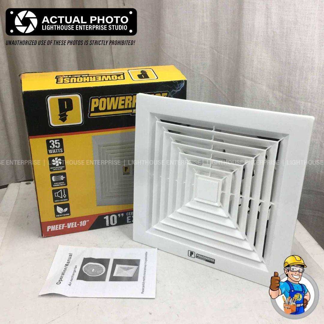 POWERHOUSE USA Ceiling Mounted Exhaust Fan / Wall Mounted Exhaust Fan ...