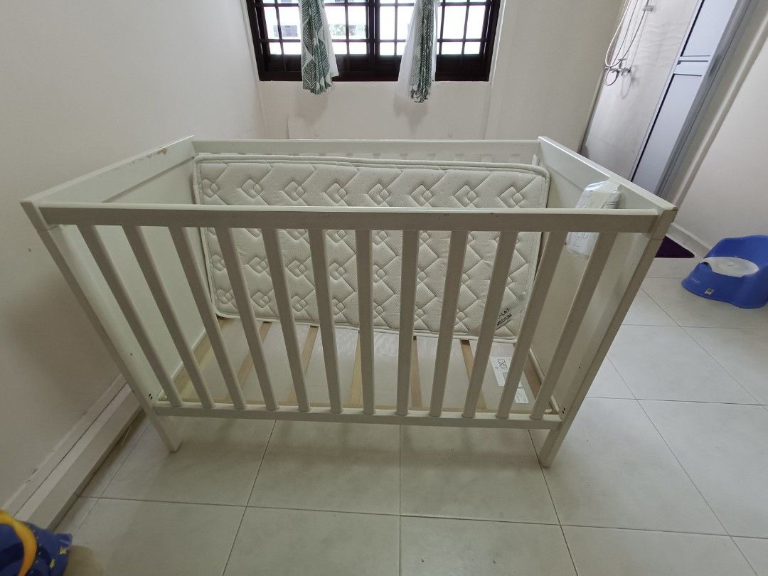 PreLoved Baby Cot with Custom Made Mattress, Babies & Kids, Baby