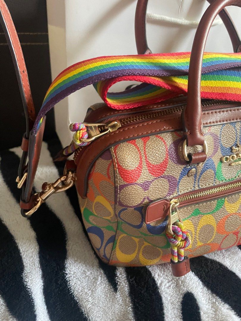 PRE-LOVED Original Coach Rainbow Boston Bag, Women's Fashion, Bags   Wallets, Cross-body Bags on Carousell