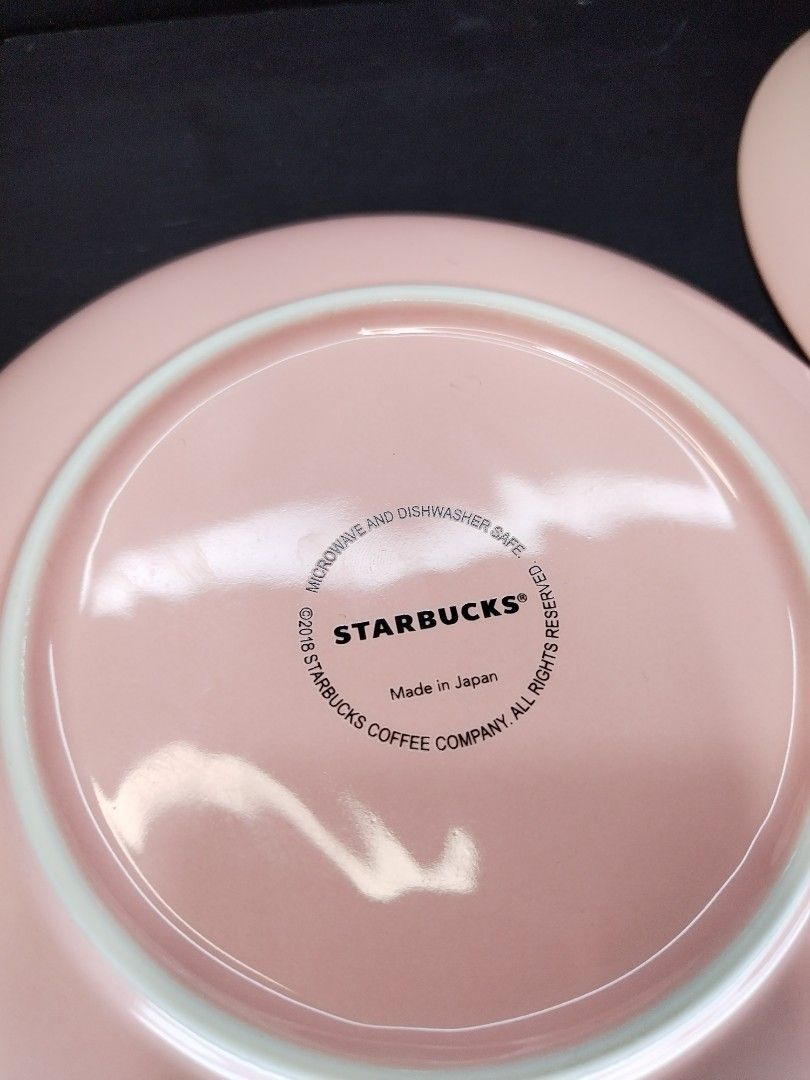Rare vintage Starbucks pretty pink ceramic plates., Furniture & Home