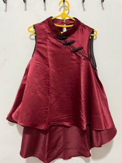 Red Chinese Cheongsam Style Top