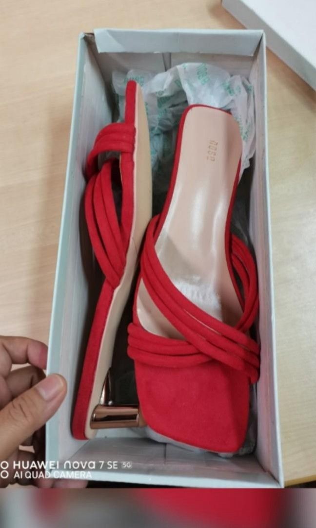 Red Sandals size 38 Women s Fashion Footwear Sandals on Carousell